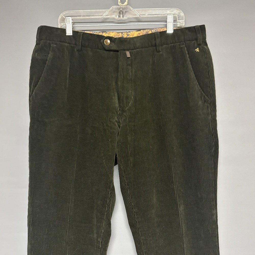 Meyer  Bonn LUXURY Corduroy Pants EU 54 Men's 38x32 Dark Green Pleated - Picture 3 of 10